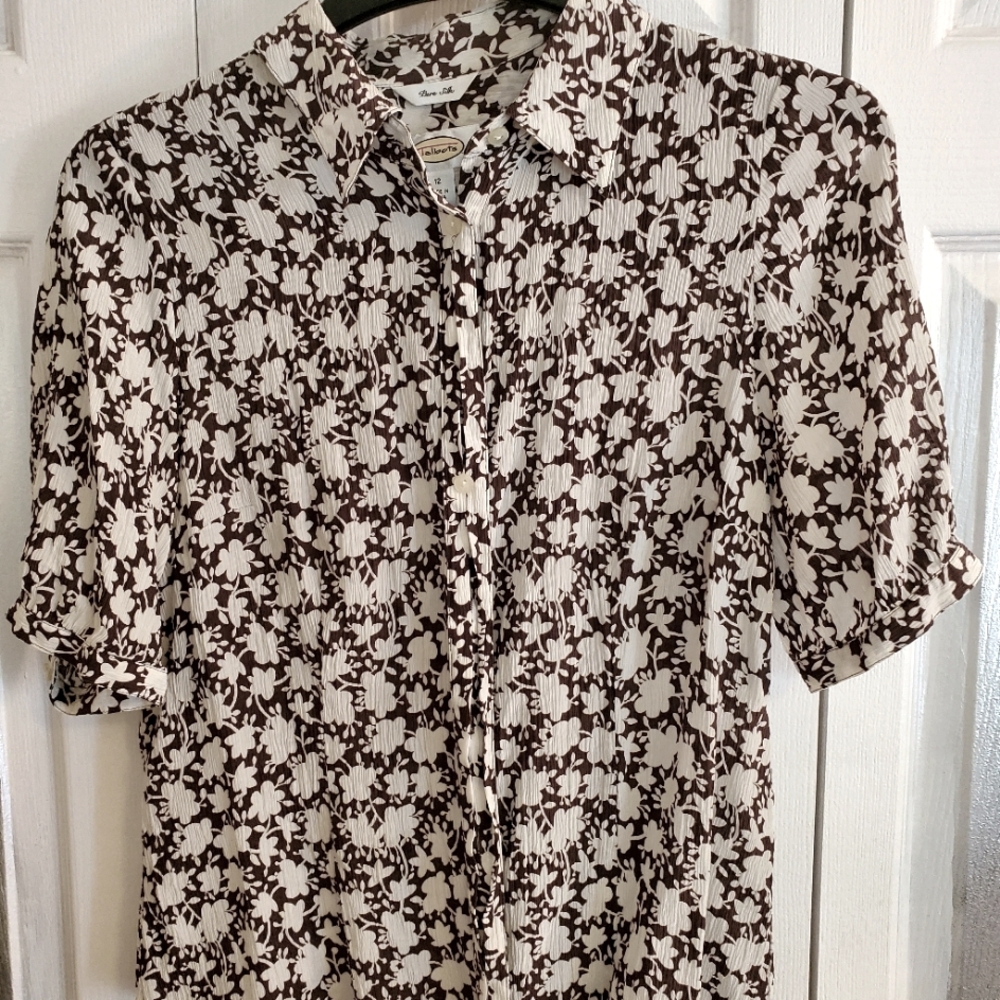 Brown And White Blouse S Lg